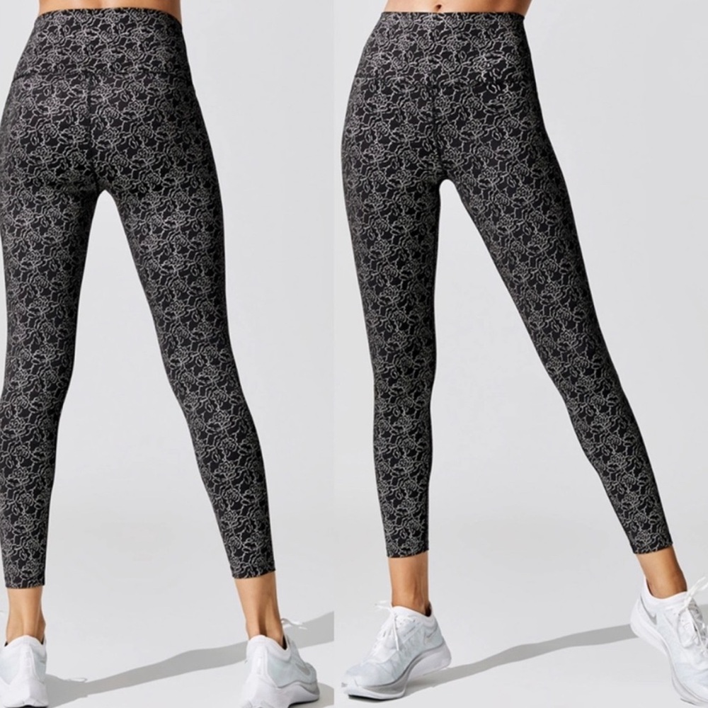 Carbon38 Black and Gray Patterned High Rise Leggings